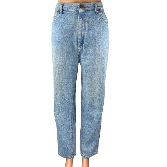 Lee Women's Blue Light Wash Baggy High Rise Straight Denim Jeans Size 16 Petite - Picture 1 of 4
